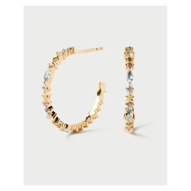 PDPAOLA Lotus Hoop Stud Earrings AR01-C78-U YGP