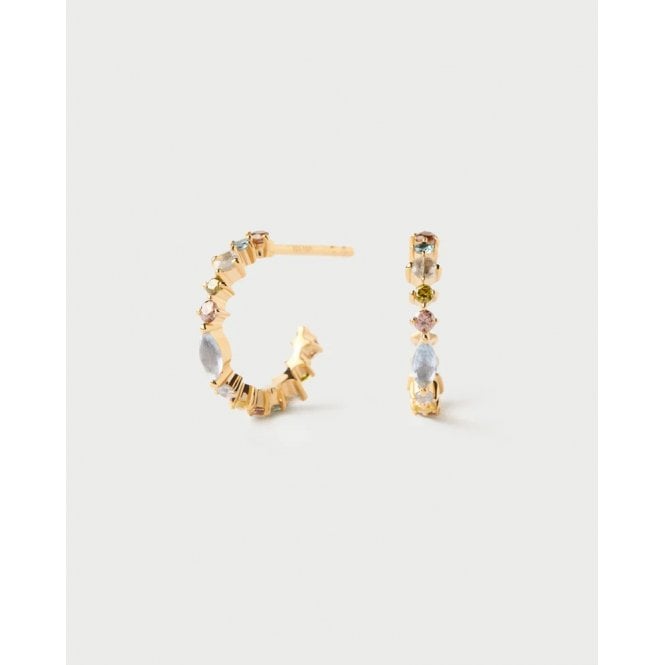 PDPAOLA Lotus Small Stud Hoop Earrings AR01-C77-U YGP