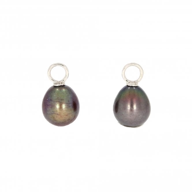 Raw Pearls 9ct White Gold Dropper Black River Pearls