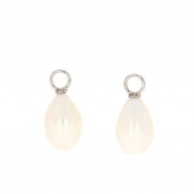 9ct White Gold Dropper White River Pearls