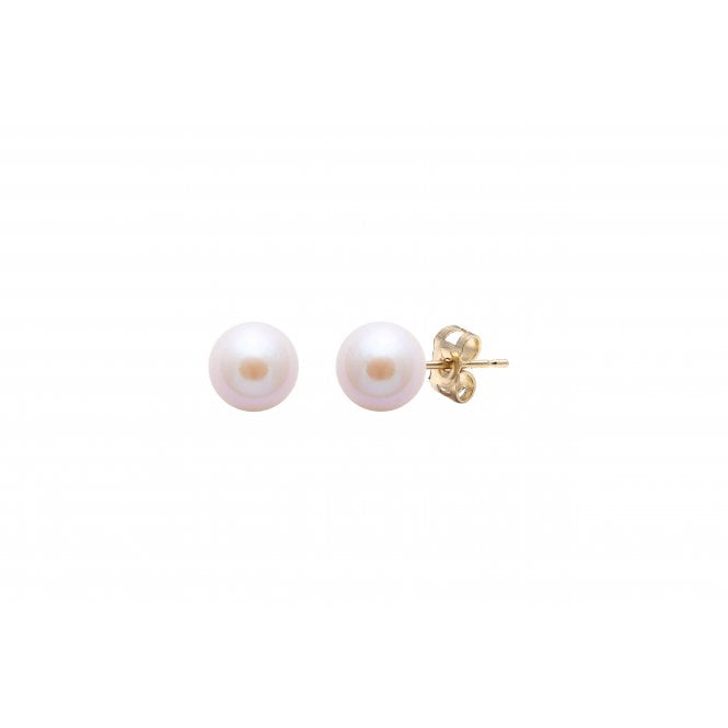Raw Pearls Cultured 5.5mm Pink River Pearl 9ct Yellow Gold Earring Studs