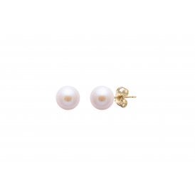 Cultured 5.5mm Pink River Pearl 9ct Yellow Gold Earring Studs