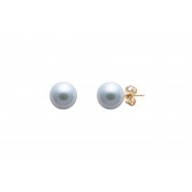 Cultured 6.5mm Grey River Pearl 9ct Yellow Gold Earring Studs