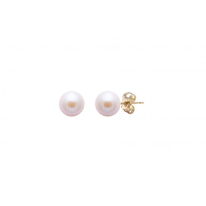 Raw Pearls Cultured 6-6.5mm River Pearl 9ct Yellow Gold Earring Studs