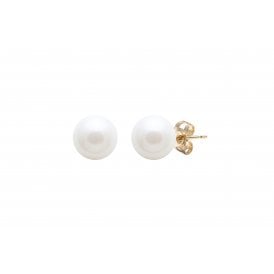 Cultured 7.5mm White River Pearl 9ct Yellow Gold Earring Studs