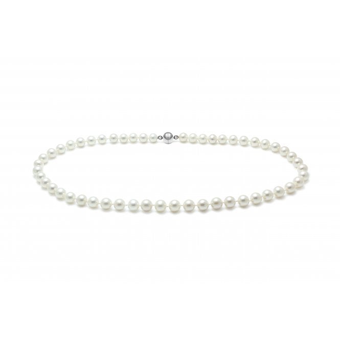 Raw Pearls Cultured 7.5mm White River Pearl Silver Necklace