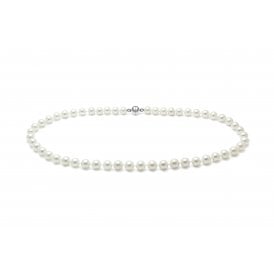 Cultured 7.5mm White River Pearl Silver Necklace