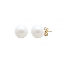 Cultured 9.5mm River Pearl 9ct Yellow Gold Earring Studs 