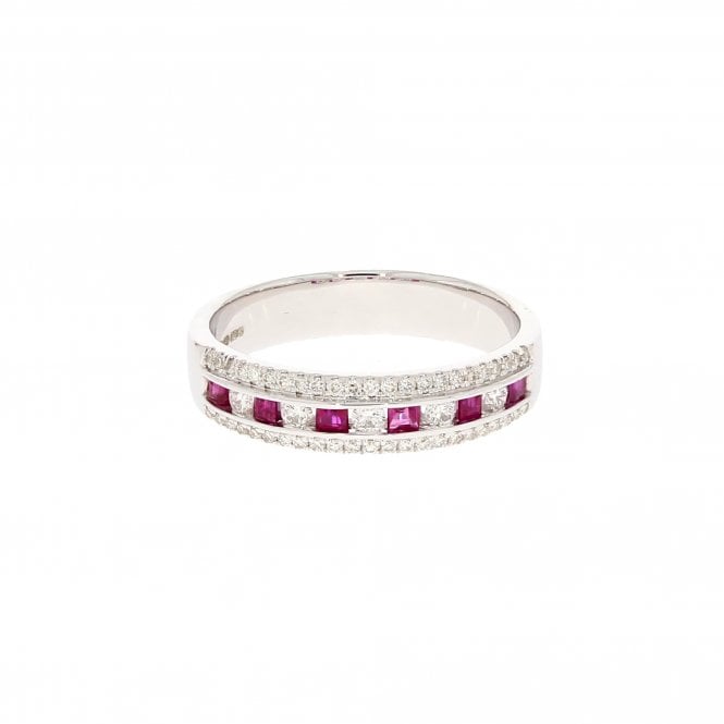 Ruby 0.29 Carat G - H Colour SI1 Clarity Diamonds 9ct White Gold Diamond Ring