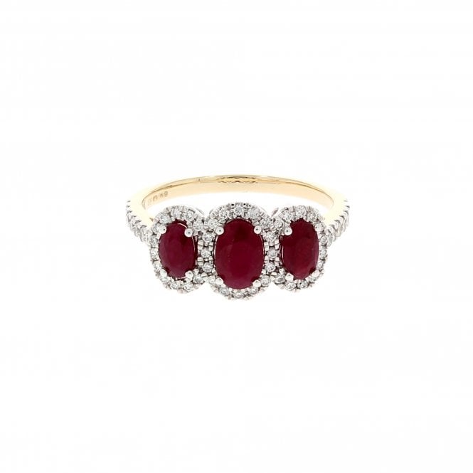 Ruby 0.35 Carat G - H Colour SI1 Clarity 9ct Yellow Gold Diamond Ring