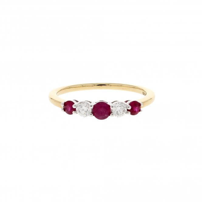 Ruby 0.40 Carat with 0.22ct Diamonds 18ct Yellow Gold Ring