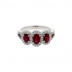 0.48 Carat Vivid Oval With 0.68ct Brilliant Cut Diamonds 18ct White Gold Ring