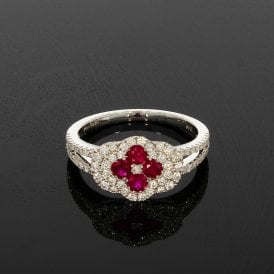 0.51 Carat Brilliant Cut Diamonds 18ct White Gold Cluster Ring