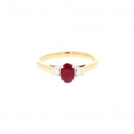 0.55 Carat with 0.12ct Brilliant Cut Diamonds 18ct Yellow Gold Ring