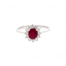0.87 Carat with 0.37ct Diamonds 18ct White Gold Cluster Ring 
