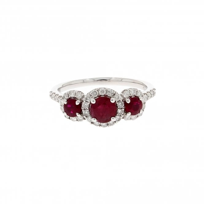 Ruby 1.40 Carat with 0.43ct Natural Diamonds Platinum Trilogy Ring