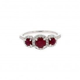 1.40 Carat with 0.43ct Natural Diamonds Platinum Trilogy Ring