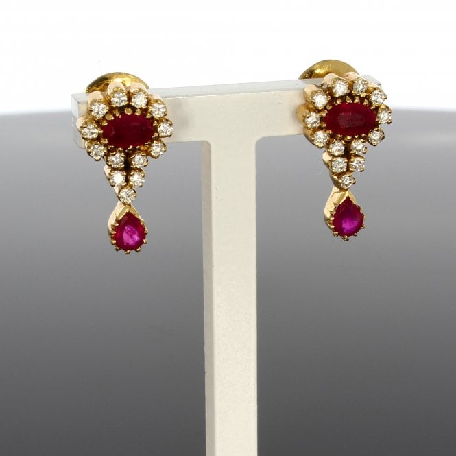 Ruby 18ct Yellow Gold 0.40ct Diamond Cluster Earrings
