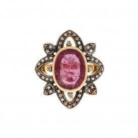 3.88 Carat Art Deco Style 18ct Yellow Gold Old Cut Diamond Ring 