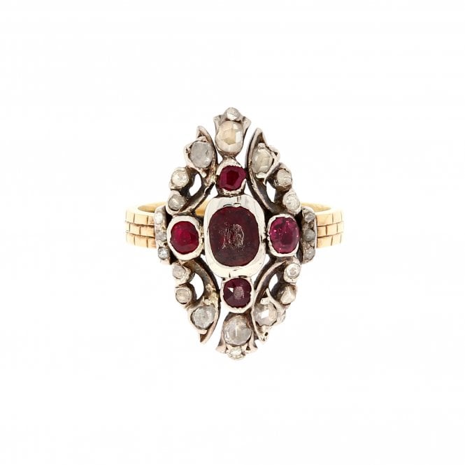 Ruby Vintage 18ct Yellow Gold Diamond Ring