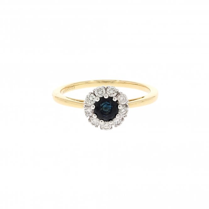 Sapphire 0.25 Carat with 0.56ct Diamond 18ct Yellow Gold Cluster Ring