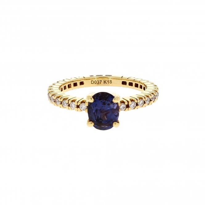 Sapphire 0.34 Carat with 0.37ct Diamonds 18ct Yellow Gold Ring