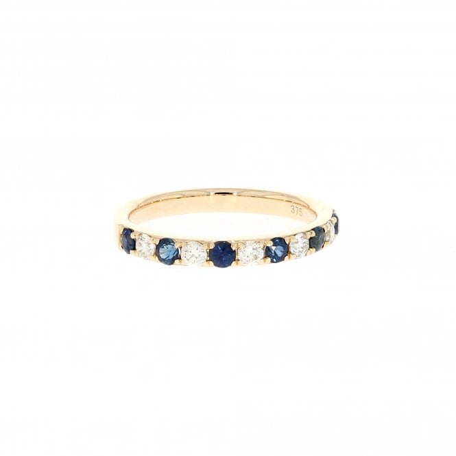 Sapphire 0.41 Carat 0.24ct Diamond 9ct Yellow Gold Eternity Ring