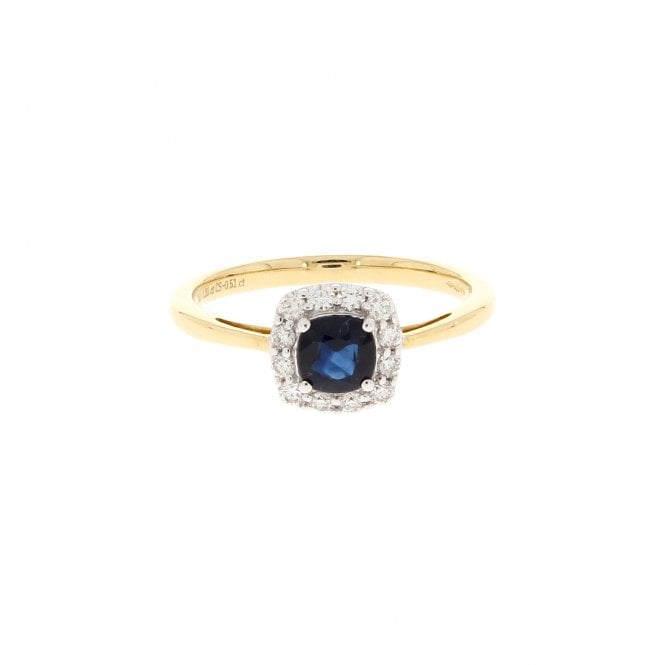 Sapphire 0.51 Carat with 0.20ct Diamond Halo 18ct Yellow Gold Ring