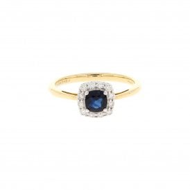 0.51 Carat with 0.20ct Diamond Halo 18ct Yellow Gold Ring