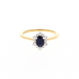 0.54 Carat Oval Cut with 0.20ct Brilliant Cut Diamond Halo 18ct Yellow Gold Ring