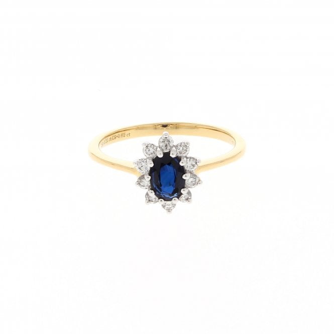 Sapphire 0.62 Carat Oval with 0.21ct Diamond 18ct Yellow Gold Ring