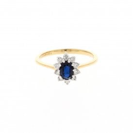 0.62 Carat Oval with 0.21ct Diamond 18ct Yellow Gold Ring