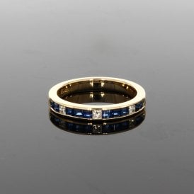 0.65ct Channel Set 0.14ct Diamond 9ct Yellow Gold Half Eternity Ring