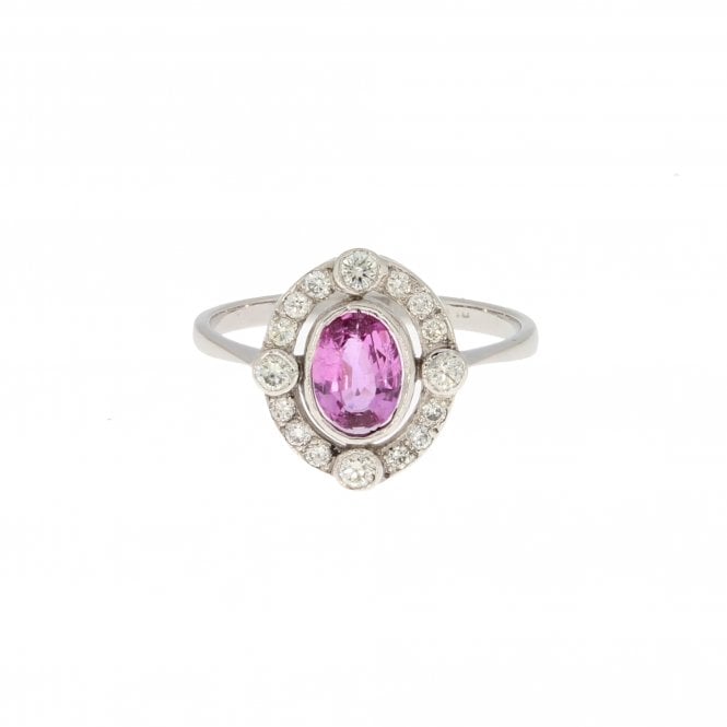 Sapphire 1.00 Carat with 0.30ct Diamonds Platinum Cluster Ring