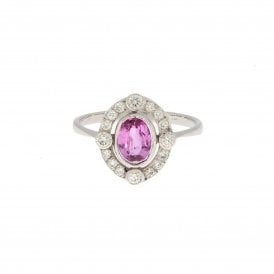 1.00 Carat with 0.30ct Diamonds Platinum Cluster Ring