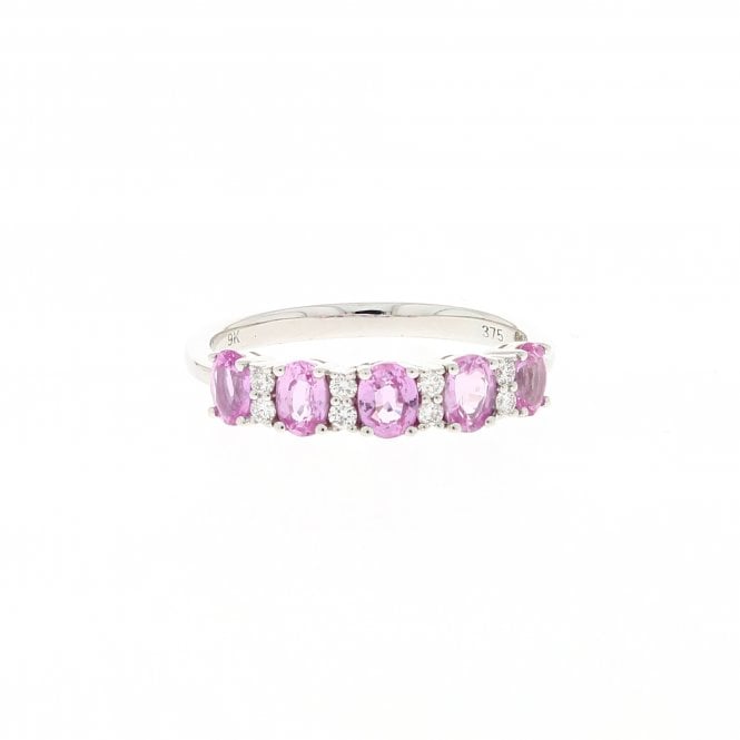 Sapphire 1.09 Carat 9ct White Gold 0.10ct Diamond Ring
