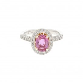 1.47 Carat Pink with 0.56 Brilliant Cut Diamonds 18ct White Gold Ring