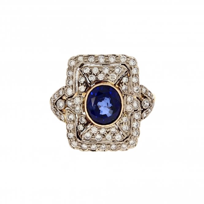 Sapphire 1.56 Carat with 0.60ct Brilliant Cut Diamonds 18ct Yellow Gold Ring