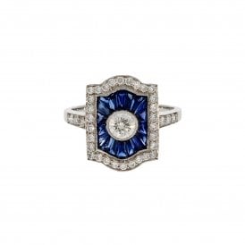 3.60 Carat Tapered Baguette Cut With 0.75ct Brilliant Cut Diamonds 18ct White Gold Ring 