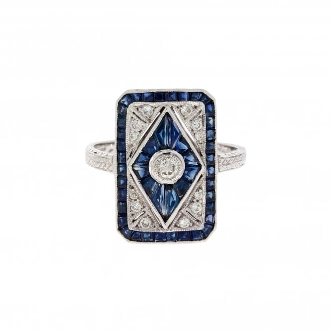 Sapphire 3.90 Carat with 0.20ct Brilliant Cut Diamonds 18ct White Gold Ring 