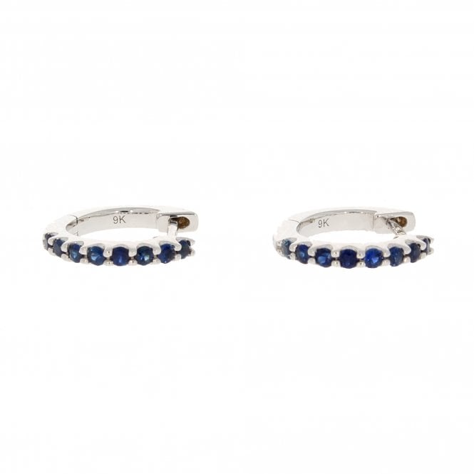 Sapphire 9ct White Gold Hoop Earrings 