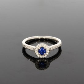 Platinum Halo Cluster Ring with 0.33ct Diamond Shoulders