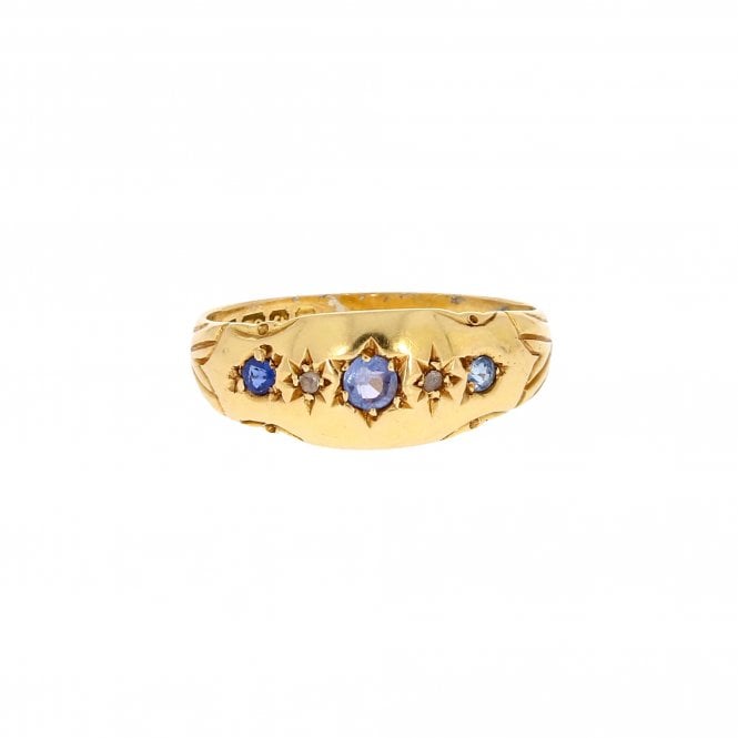 Sapphire Vintage 9ct Yellow Gold Diamond Ring