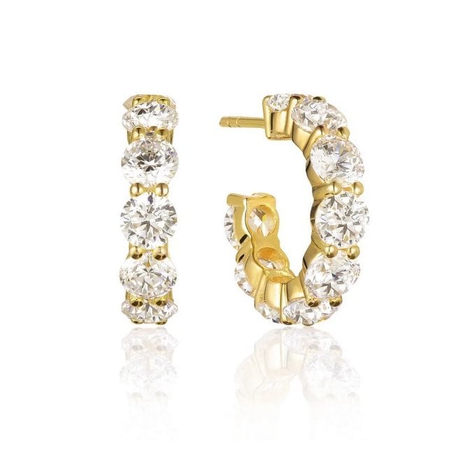 Sif Jakobs Belluno Creolo 18k Gold Plated White Zirconia SJ- E42115-CZ-SG 