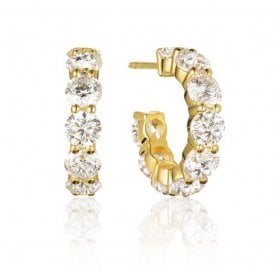 Belluno Creolo 18k Gold Plated White Zirconia SJ- E42115-CZ-SG 