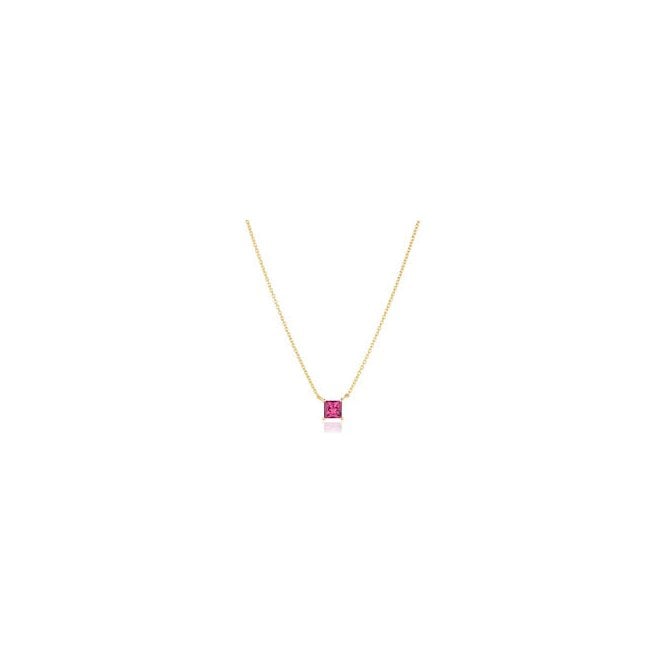 Sif Jakobs Ellera Quadrato 18ct Yellow Gold Plated Pink Necklace SJ-N42279-PKCZ-YG