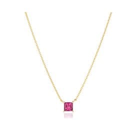 Ellera Quadrato 18ct Yellow Gold Plated Pink Necklace  SJ-N42279-PKCZ-YG