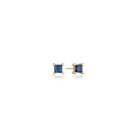 Ellera Quadrato Gold Plated Blue Studs SJ-E42277-BLCZ-YG