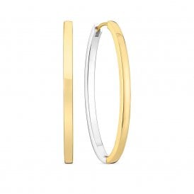 Ellisse Pianura Two Tone Hoop Earrings Medio E2313-2YG