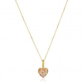 Pave Heart Necklace Gold Plated SJ-P72356-CZ-YG 